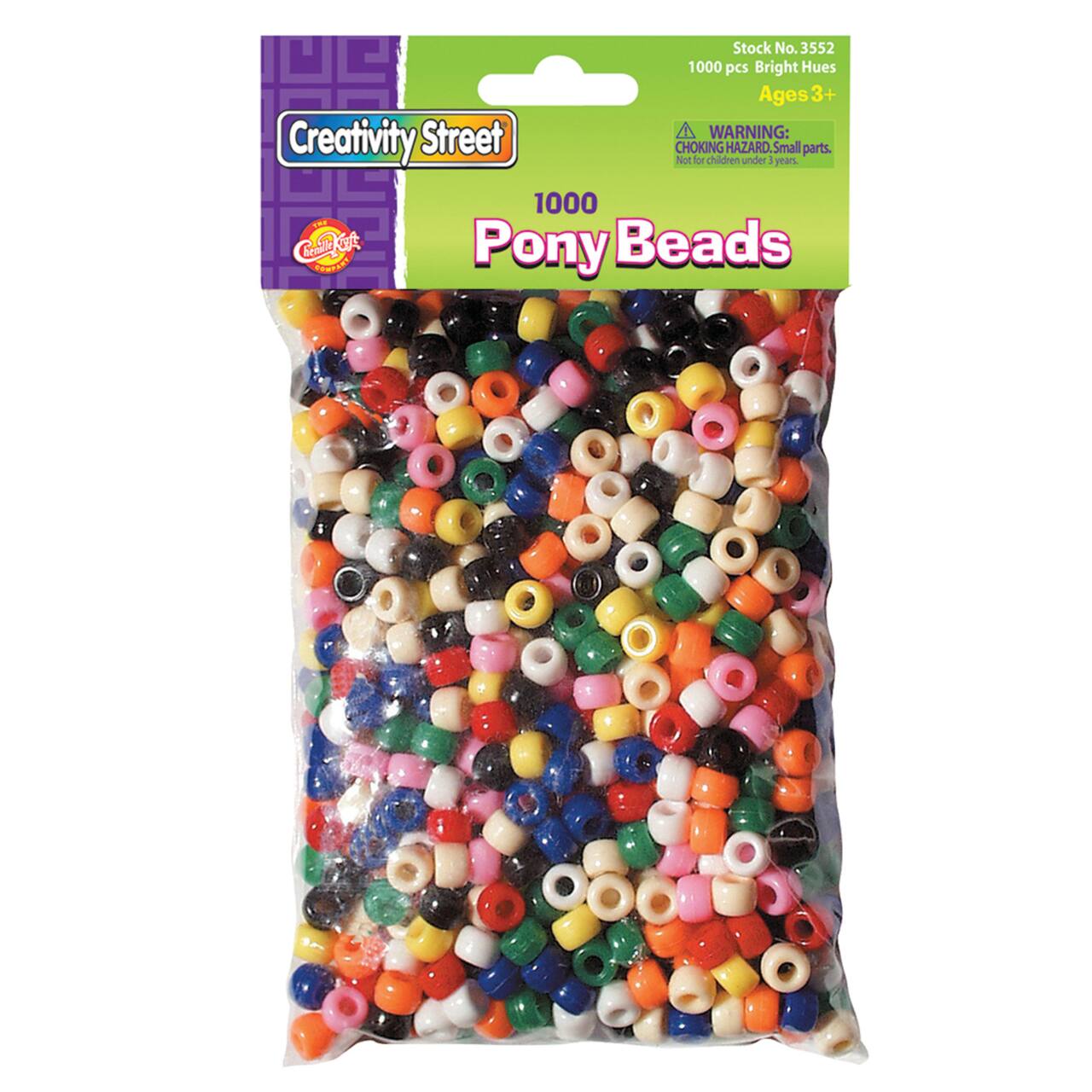 Creativity Street Bright Pony Beads, 6mm x 9mm